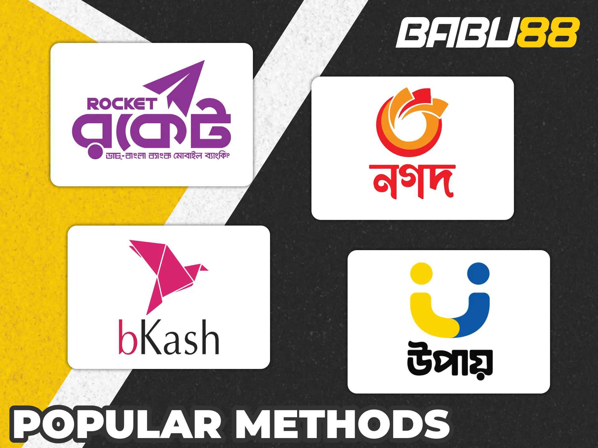 Choose one of the deposit methods to top up your Babu88 account.