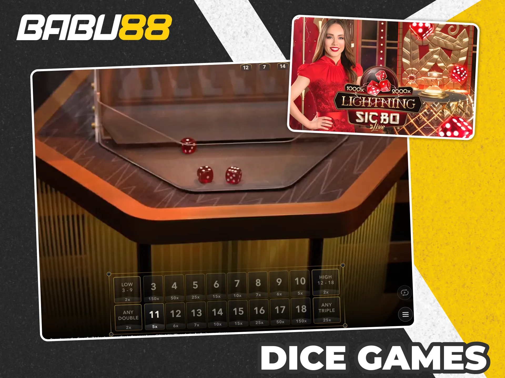 Play against real dealer in dice games at Babu88.