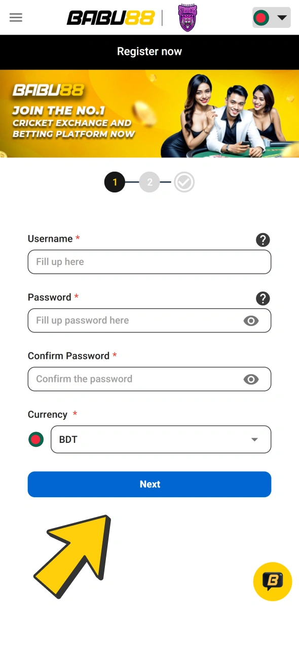 Make a Babu88 account to start playing live casino games.