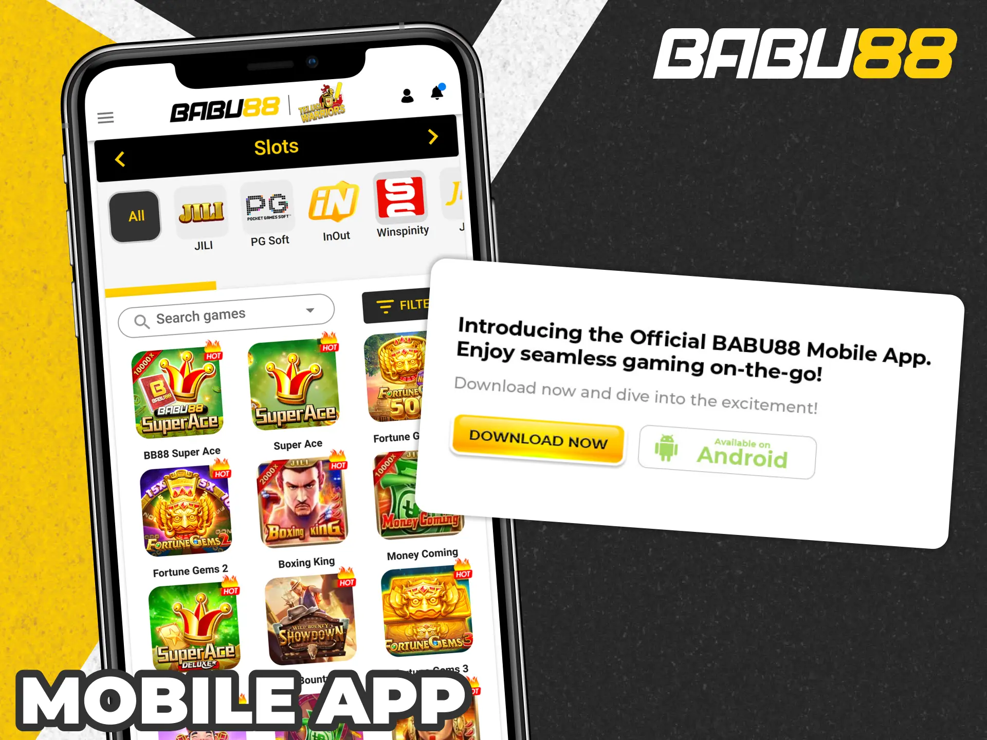 Get Babu88 app and play slots anytime anywhere.