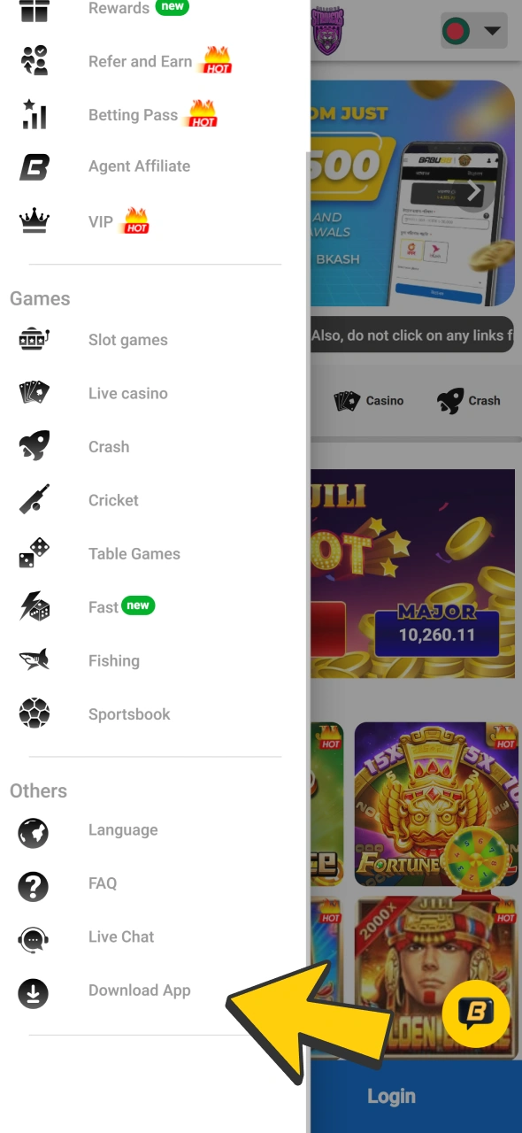 Download APK from this site or official Babu88 website.