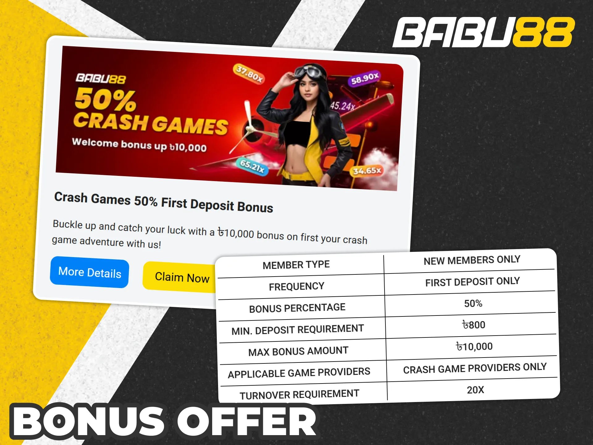 Get welcome bonus for crash games like Aviator at Babu88.