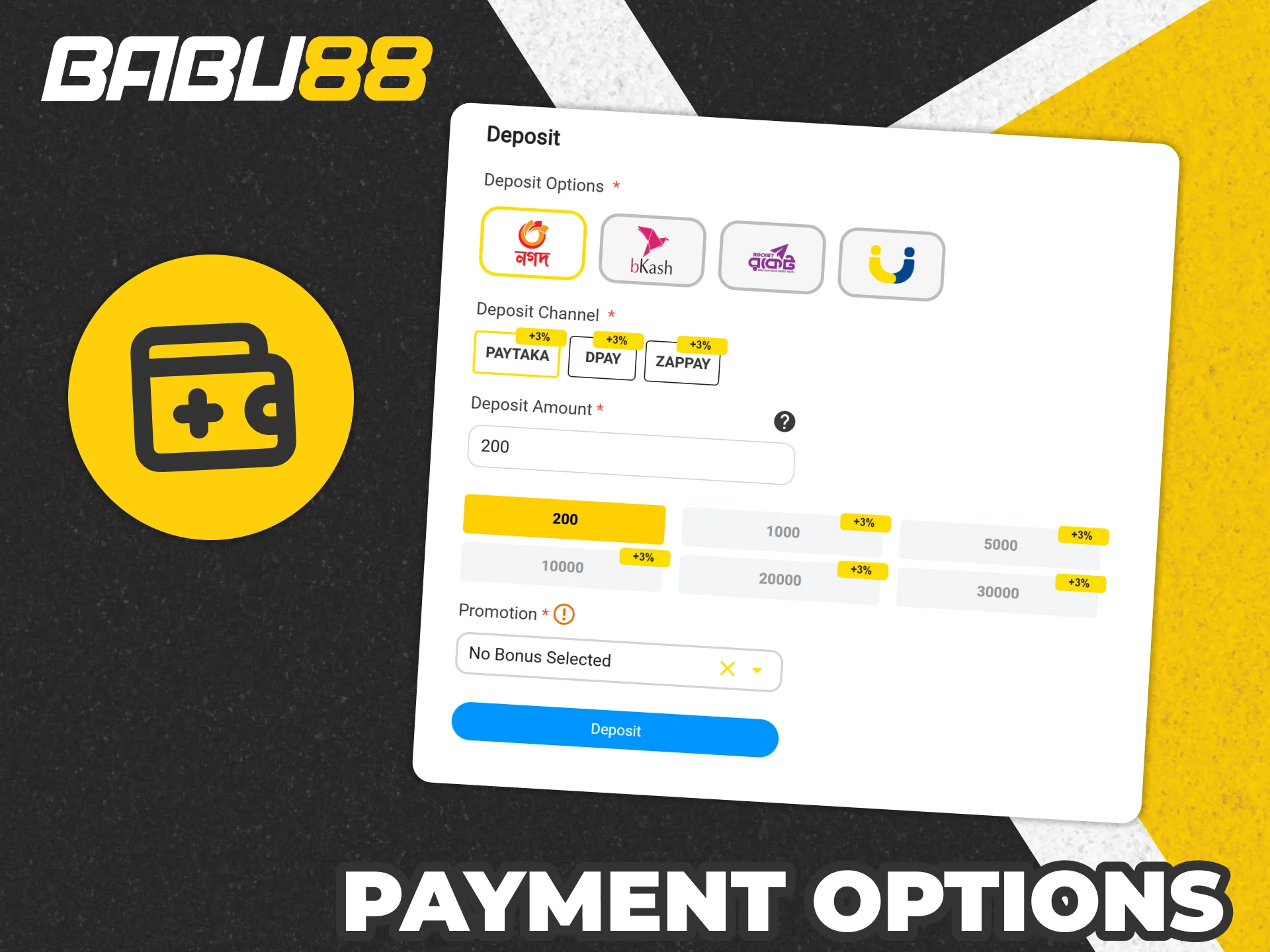 Deposit funds for your Babu88 Aviator play with any method you like.