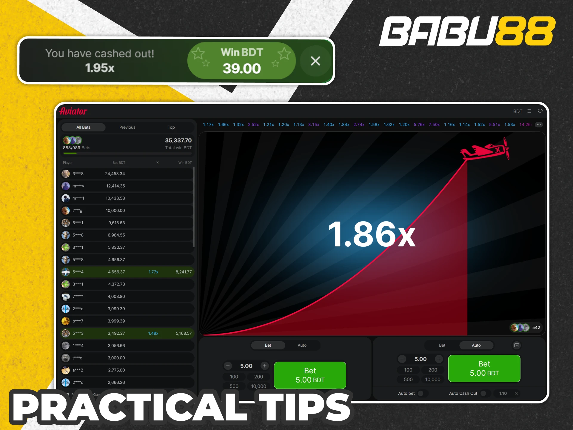 Test those tips at Aviator demo to start winning at Babu88.