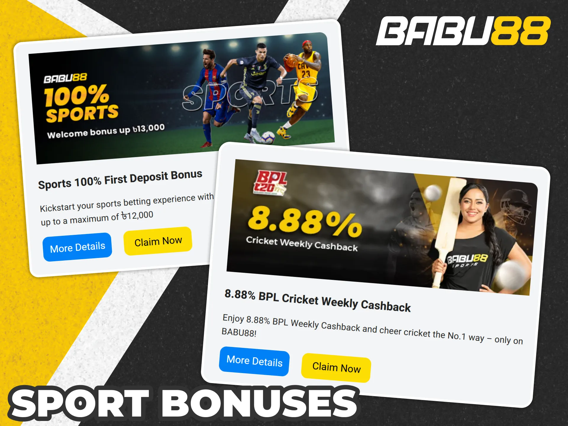 Bet on sports with 100% welcome deposit bonus and other bonuses at Babu88.