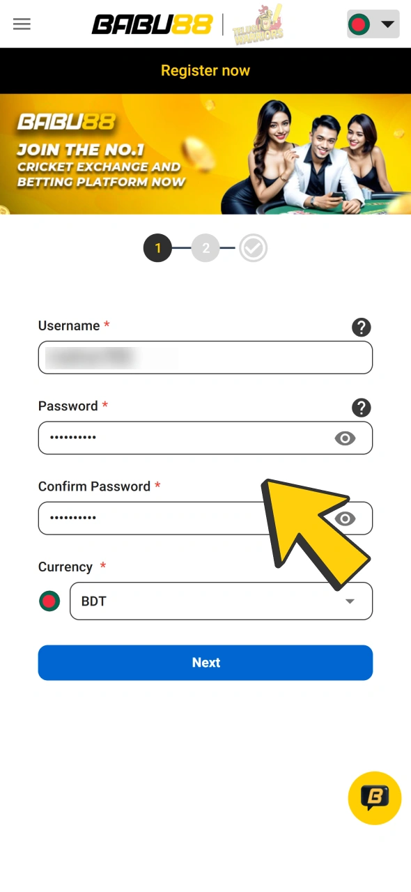 Finish registration by filling all forms at Babu88 to get your welcome bonus.