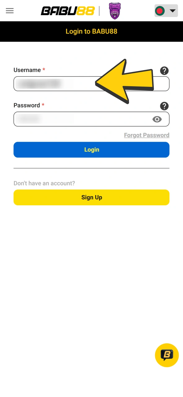 Sign in to your Babu88 account to start betting.