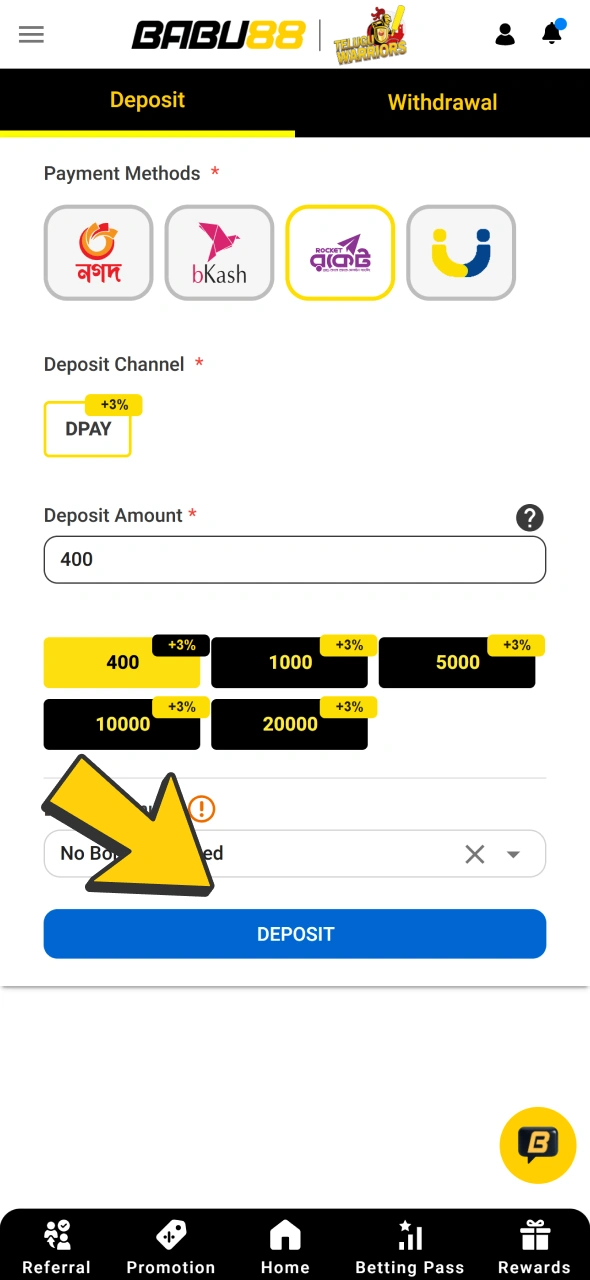 Deposit funds for your esports betting at Babu88.