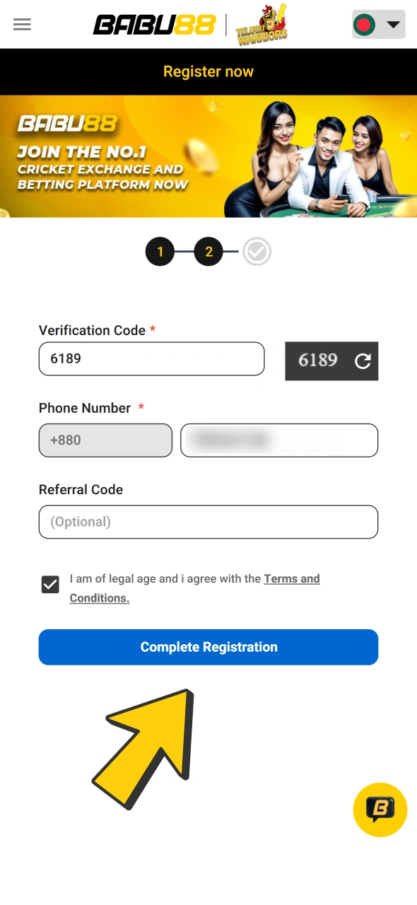 Create yourself an account at Babu88 casino.