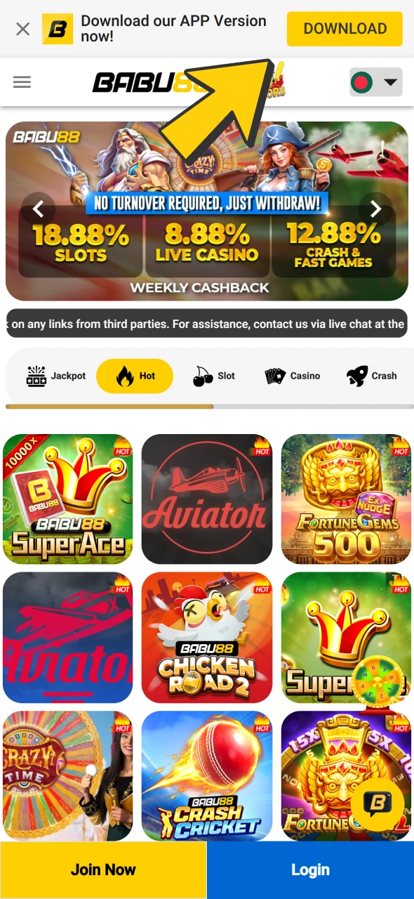 Get Babu88 app on your smartphone.