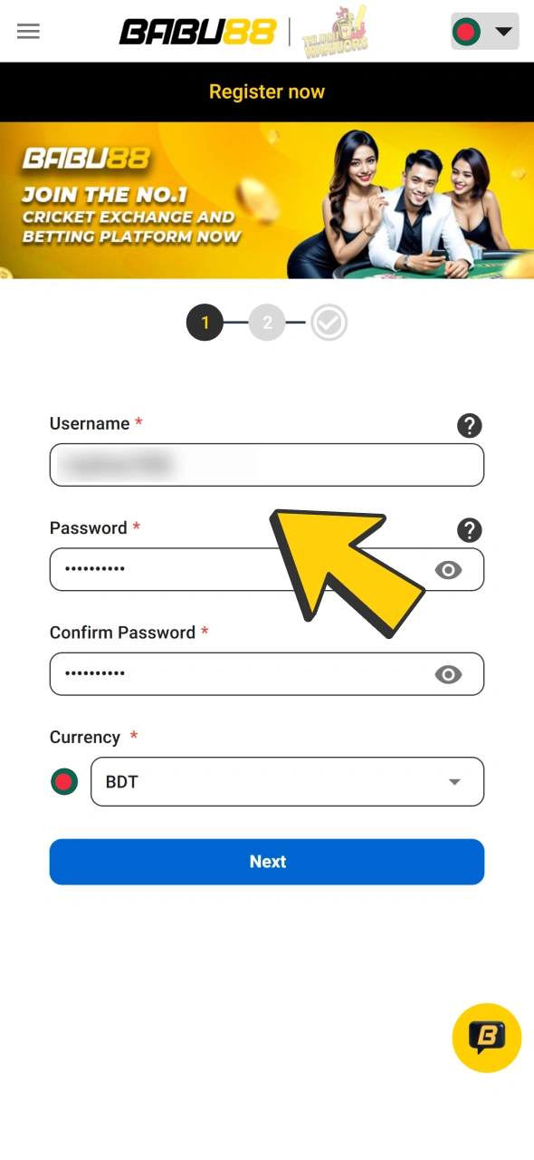 Fill Babu88 registration form and proceed.