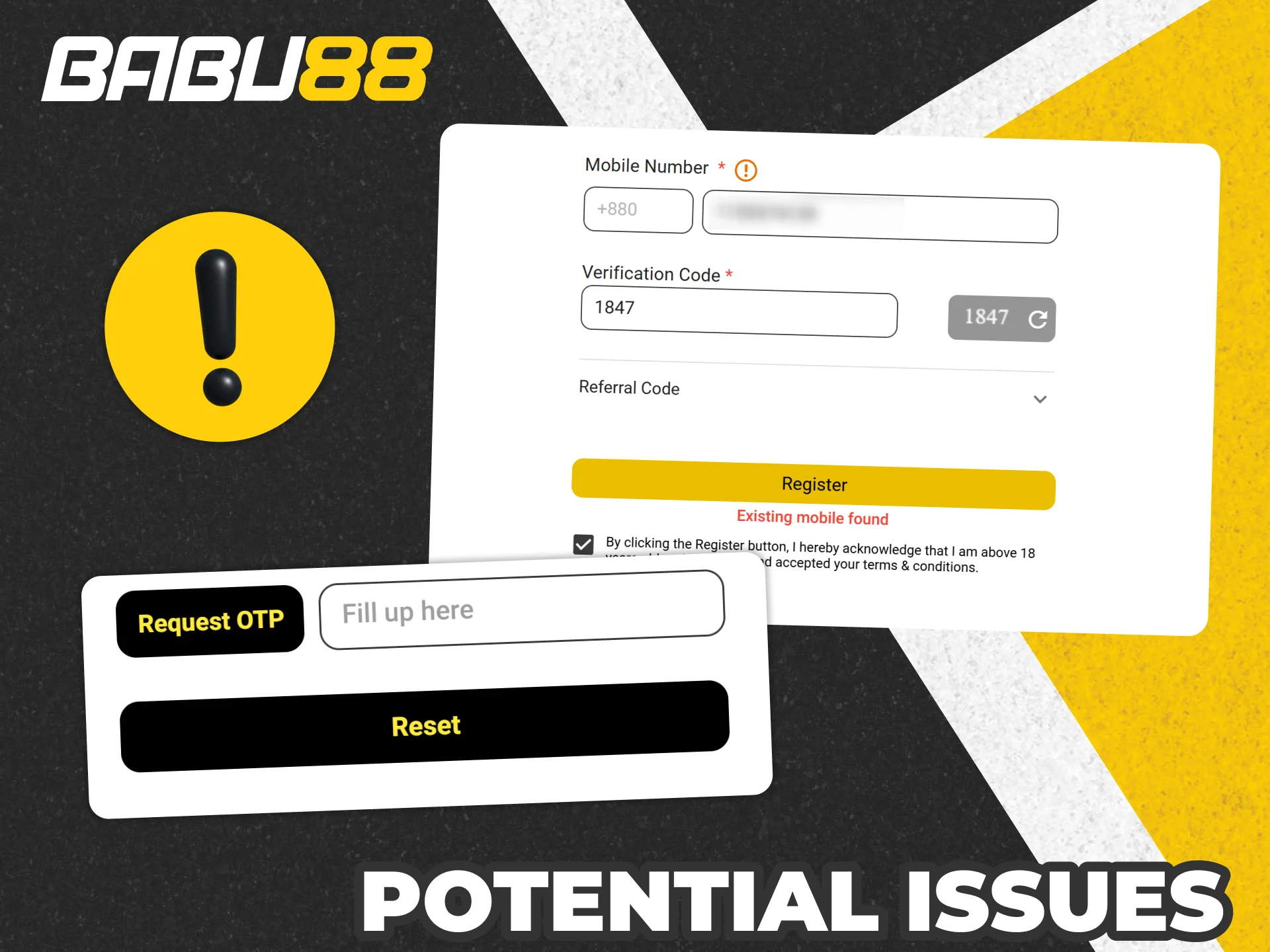 Look up potentional Babu88 registration issues and how to deal with them.
