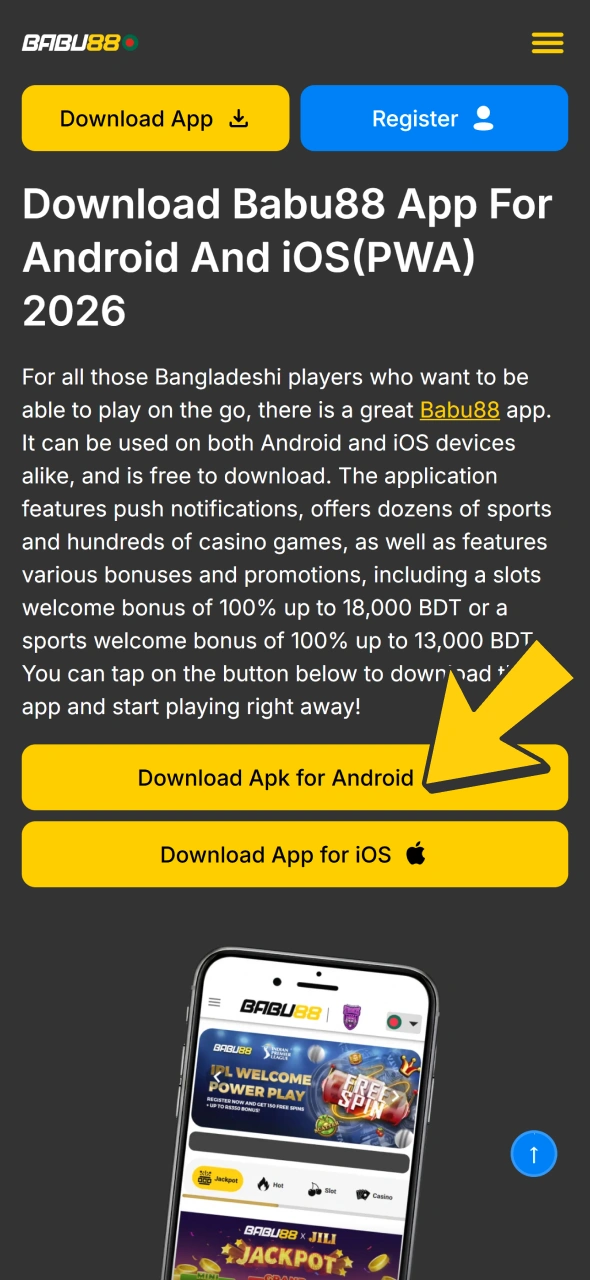 Click on this button to get Babu88 android app.