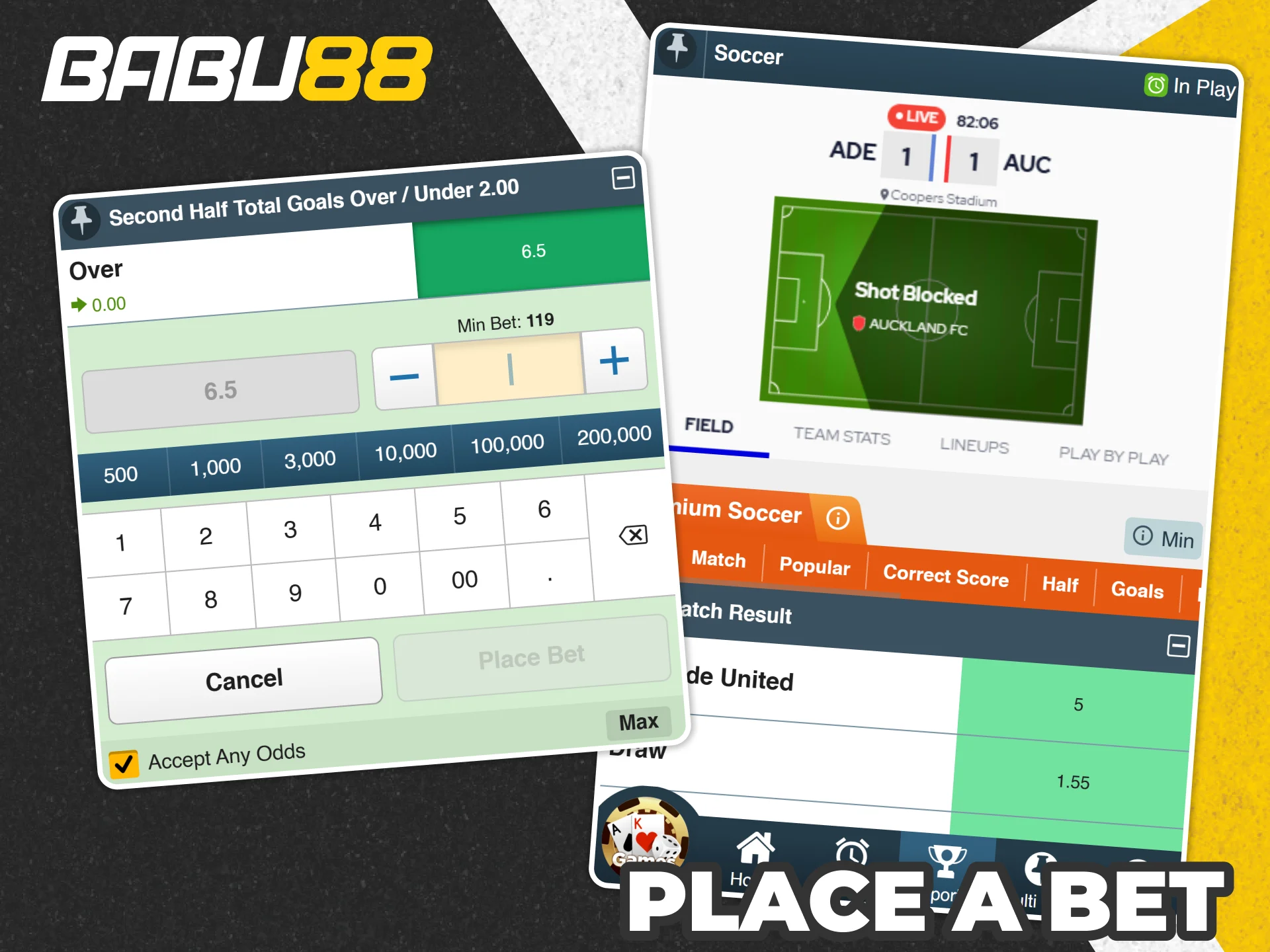Place bets easy and cash out on time at Babu88 app sportsbook.