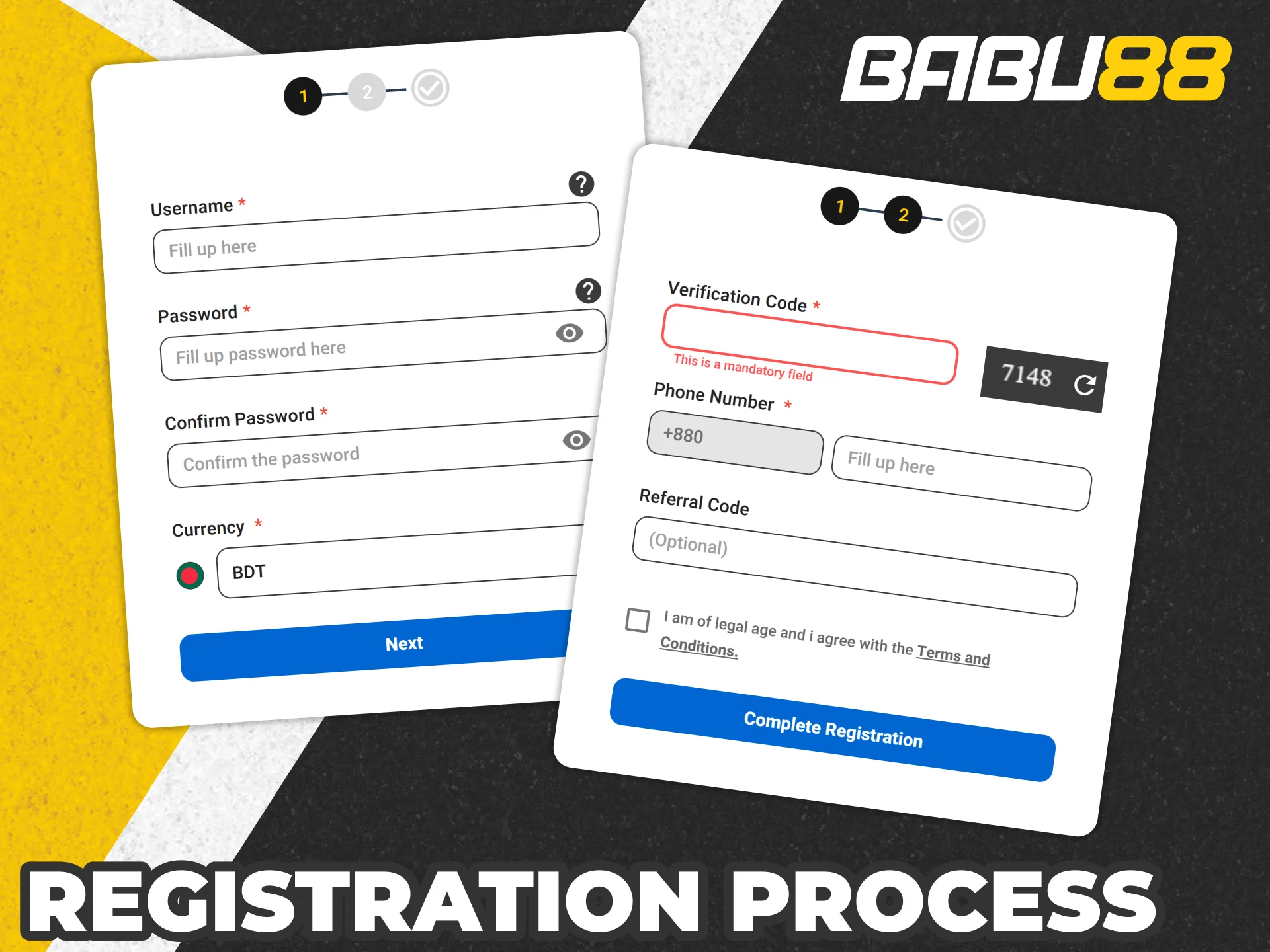 Create account in few steps at Babu88 official app.