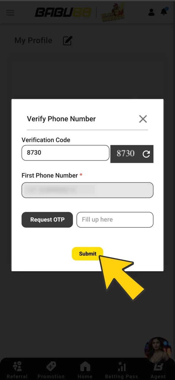 Complete the verification process to secure your Babu88 betting profile.