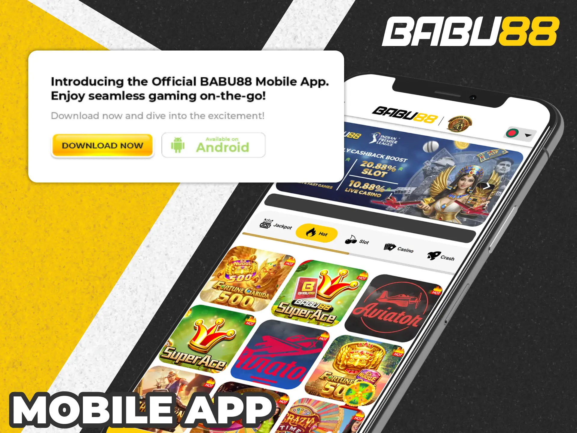 Get Babu88 android app or iOS PWA and bet on go.