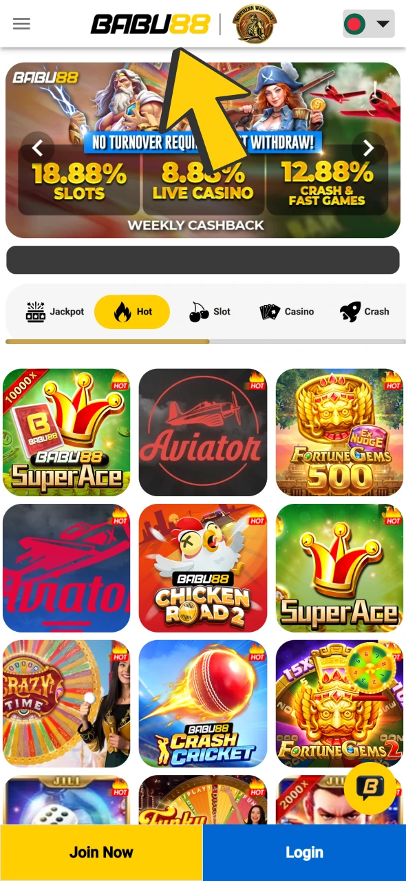 Visit official Babu88 website to log in to your account.