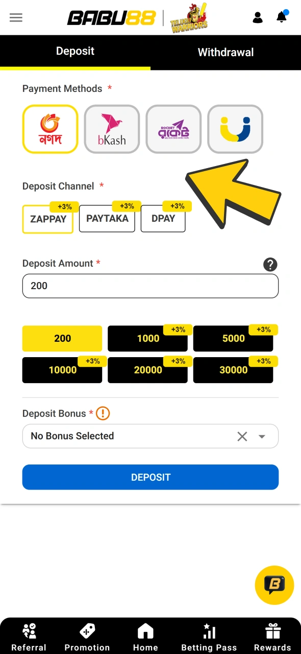Deposit funds for your gaming right after your Babu88 registration.