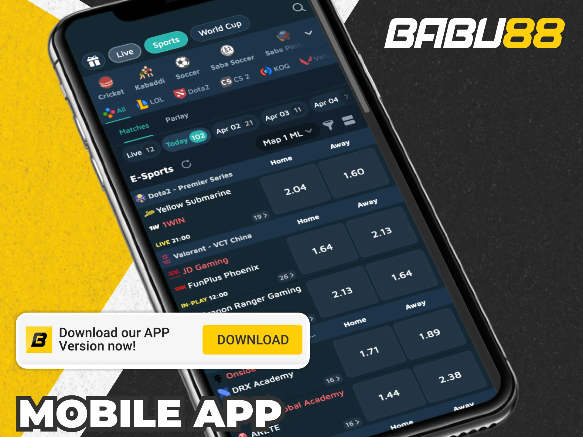 Enjoy professional StarCraft 2 betting via the high-performance Babu88 mobile app.