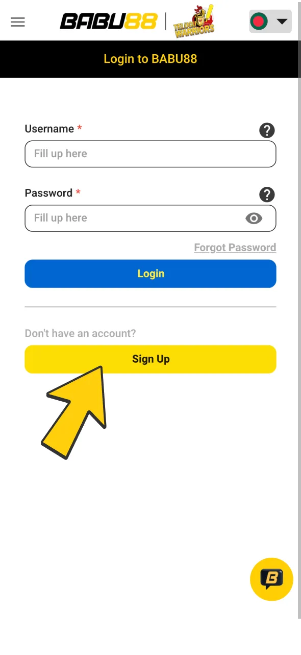Log in using your existing credentials or register a new account to play on mobile.