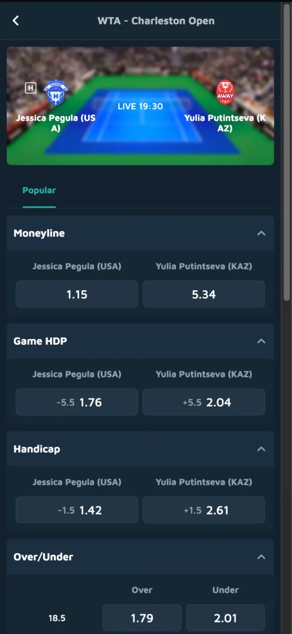 Review the odds and potential return, then click confirm bet to finalize your wager.