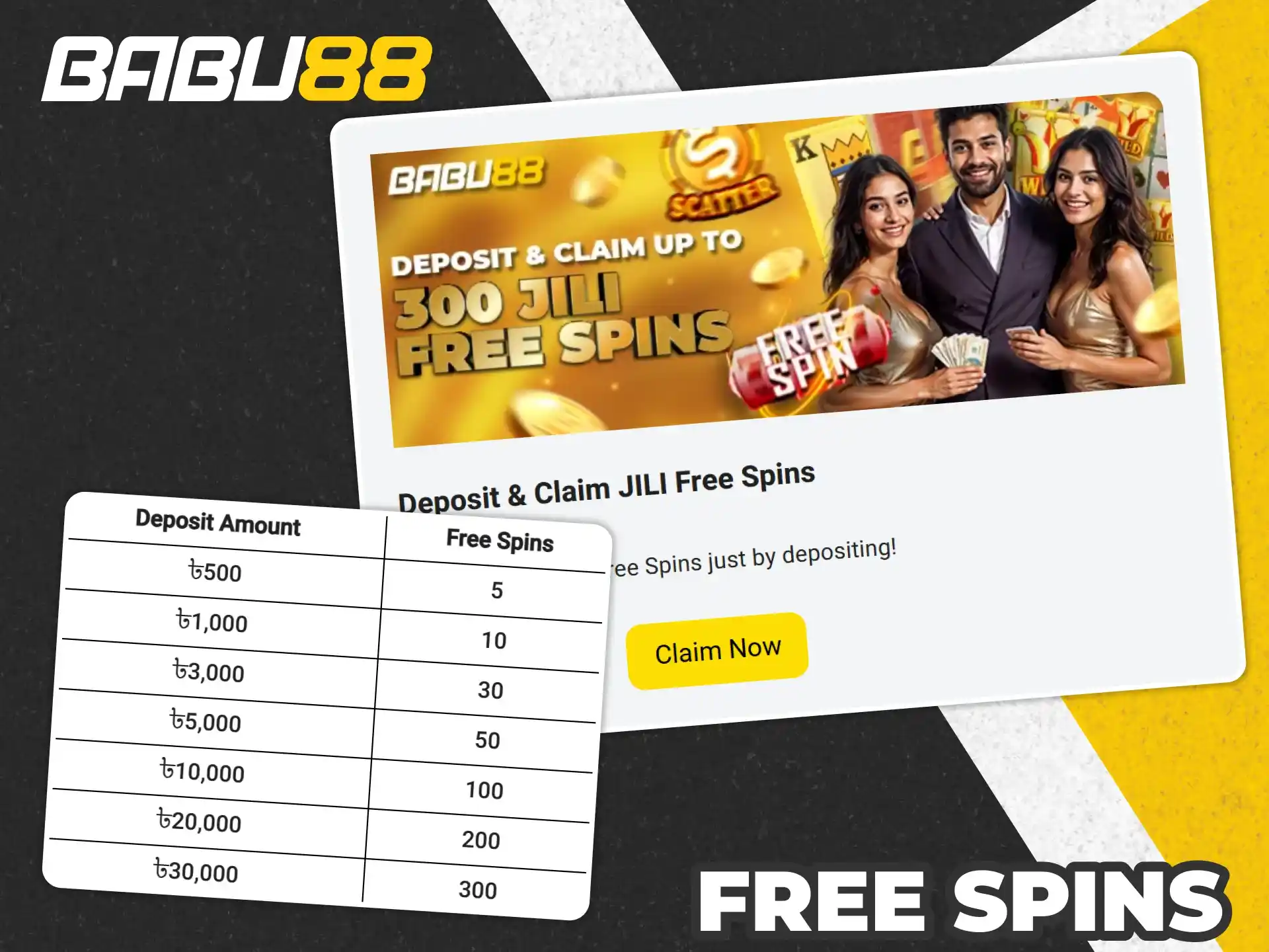 Enjoy free spins bonus for selected slot games at Babu88.